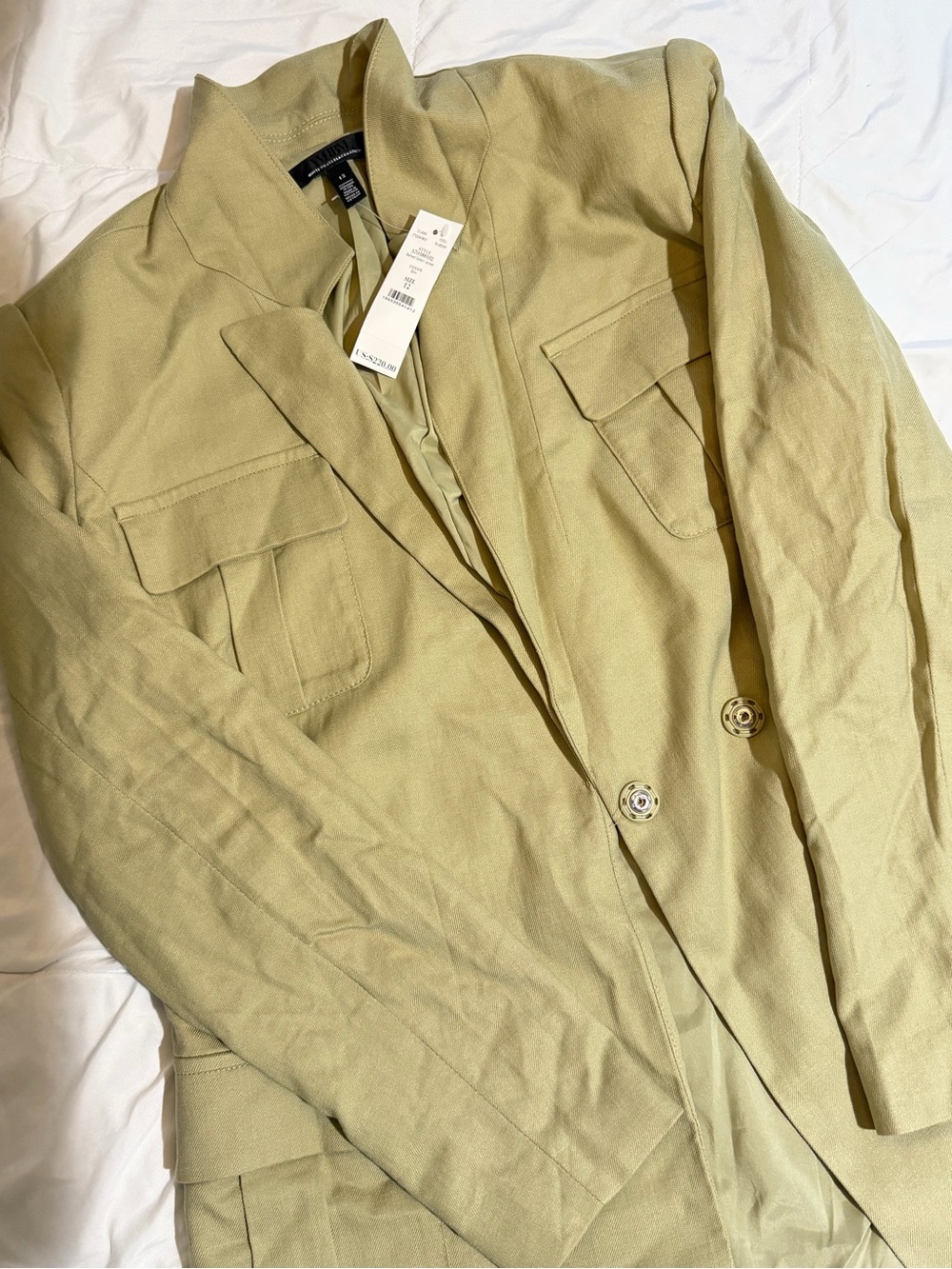 White House Black Market Light Olive Utility Blazer